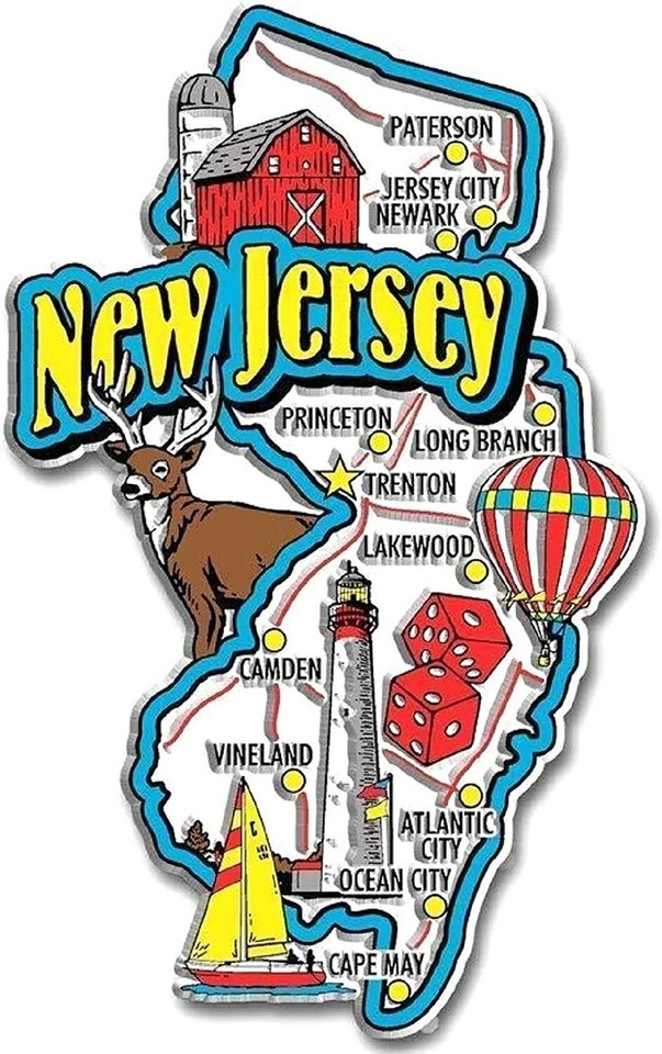 New Jersey Jumbo State Map Fridge Magnet - $7.99