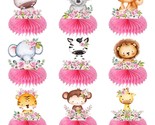 9 Pcs Pink Safari Centerpieces For Tables Pink Floral Safari Baby Shower... - $17.09