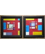 pair of original abstract paintings on wood listed by artist with free p... - £67.49 GBP