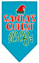 Santa&#39;s Cutest Elf Screen Print Bandana Turquoise Size Large - £9.26 GBP