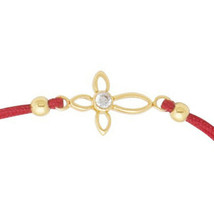 Kabbalah Red String Bracelet with 14k Solid Gold Christian Cross Charm Zirconia - £98.27 GBP