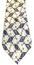 Zylos George Machado Mens Yellow Gray Red Italian Silk Neck Tie Necktie 59&quot; x 4&quot; - £3.92 GBP