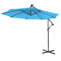 10&#39; Cantilever Solar Powered 32LED Lighted Patio Offset Umbrella Outdoor - £154.27 GBP