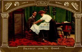 Vintage Mr. Good Series Postcard #3-&quot;PERMIT Me, Mr. Good&quot; Manicure SET-UP BKC2 - £4.66 GBP