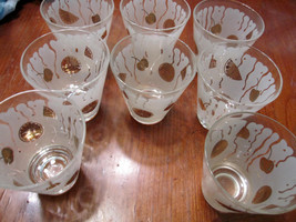 8 1950s-60s Gold and White Juice Glasses - £45.95 GBP