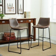 Brown Lotusville Pu Leather Barstools From Roundhill Furniture. - £115.06 GBP