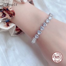 Silver tennis bracelet with full 6mm shiny heart zircon 15 18cm length jewelry real 925 thumb200