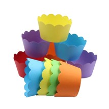 36 Count- Solid Bright Colors Scalloped Cupcake Wrappers For Anniversary Birthda - £11.88 GBP