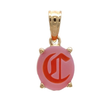 14k Yellow Gold Genuine Natural Carnelian Signet Initial &quot;C&quot; Pendant (#J... - $336.60