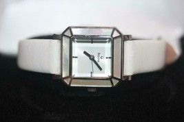Bulova Women's 96T33 White Leather Watch Mother-of-pearl 22mm Square case - $65.45