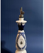Hand-Painted Olive Oil Dispenser – Upcycled Blue Ceramic Bottle, Agave &amp;... - $29.99