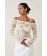 Ladder Knit Off Shoulder Pullover - £23.44 GBP