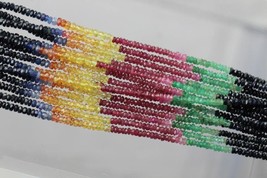 Good quality MULTI PRECIOUS STONE 16 Inch long strands Emerald,Ruby, Yellow Sapp - £41.95 GBP