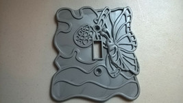 3D Paintable Gray Plastic Butterfly Toggle Light Switch Cover Plate 4.25+” Wide - £14.63 GBP