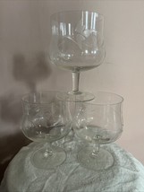 3 Vintage Etched Crystal Brandy Snifter Glasses Bar Ware Floral  5” Tall - $27.70