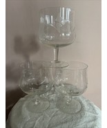 3 Vintage Etched Crystal Brandy Snifter Glasses Bar Ware Floral  5” Tall - $37.88 CAD