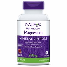 Natrol High Absorption Magnesium Chew Tablets, Purple, Cranberry, 60 Count - £91.24 GBP