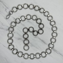 Chunky Open Hoop Silver Tone Metal Chain Link Belt OS One Size - £15.81 GBP
