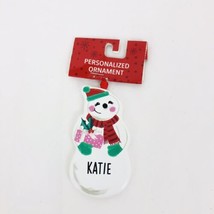 KATIE Personalize Name Holiday Ornament Snowman 3.5&quot; Ceramic-NWT - £5.06 GBP