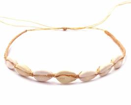 Mia Jewel Shop Natural Seashell Macramé Braided String Pull Tie Choker Necklace  - £12.43 GBP