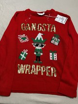 Belledu Jour Gangsta Wrapper Ugly Christmas Sweater Red Knit Elf Size Large - $554.43 MXN