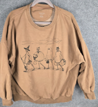 XL American Eagle Sweatshirt Trick Or Treat Skeleton Spooky Halloween Tan Brown - £18.67 GBP