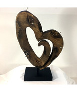 Carved Wood Heart Sculpture w Nails (on black wood stand). Folk Art, Modernist - $44.50