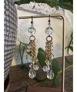 Vintage Gold Plated Clear Drop Dangle Earrings Womens Fashion  Jewelry EUC - $28.49 CAD