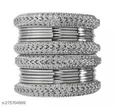 Indian Women Silver Oxidized Bangles/ Bracelet Set Fashion Wedding Jewelry Gift - £24.37 GBP