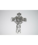 Saint Michael Pewter Cross Pray For Us JCC 2002 5&quot; x 3 1/2&quot; - $18.80