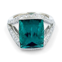 Authenticity Guarantee 
9 Ct Indicolite Tourmaline &amp; Diamond 18k White Gold L... - £5,249.37 GBP