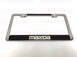 1x MAZDA Carbon Fiber Style Stainless Steel Chrome Metal License Plate Frame - $13.22