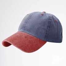 Pigment Dyed Baseball Ball Cap Washed 2Two Tone Cotton Vintage Hat Blue Red - $25.99 CAD
