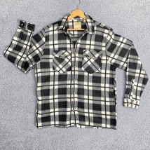 Telluride Shacket Shirt Men L Black White Plaid Check Soft Pocket Flanne... - £17.02 GBP