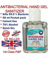5x 50ml Antibacterial Hand Gel Sanitiser 70% Alcohol Disinfectant Travel... - $9.21