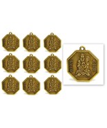 LOT OF 10 BUDDHA FENG SHUI CHARMS 1&quot; Chinese Metal Pendant Bagua Good Lu... - $13.65 CAD