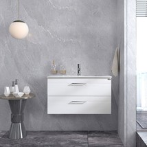 36&quot; Bathroom Vanity with Sink Floating Cabinet Wall Mounted Glossy White... - £332.52 GBP