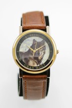 Relic Watch Men Stainless Steel Silver Gold Leather Brown Battery Wolf Quartz - $33.55