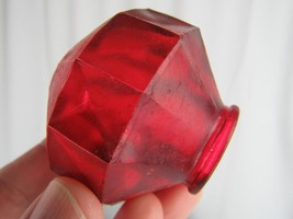 Antique Ruby Red Lamp Spacer Cylinder Real Glass Vintage Includes Brass Collar - £22.17 GBP