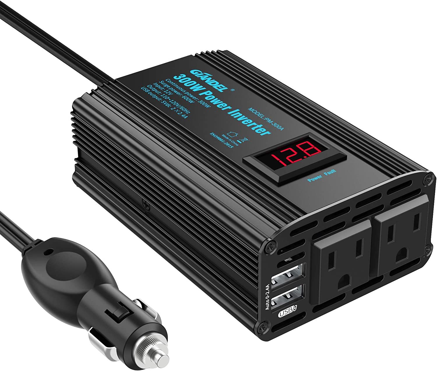 300W Power Inverter Dc 12V To Ac 120V Car Power Converter Adapter With 2... - $36.99