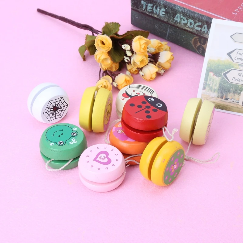 Cute Animal Print Wooden Yoyo Toys Ladybug Toy Kids Yo-Yo Creative Cartoon frog - $8.46+