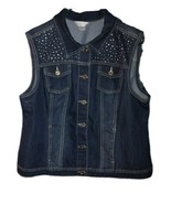 Christopher &amp; Banks Womens Large Vest Denim Sleeveless Bling Front Pocke... - $32.15 CAD