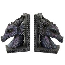 Purple Dragon Head Bookends New Book Ends - $53.98