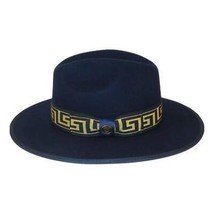 Men Bruno Capelo Hat Australian Wool Pinch Front Fedora Wesley WE974 Navy Gold image 2
