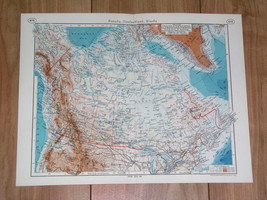 1938 Original Vintage Map Of Canada Ontario Quebec Newfoundland Greenland - £15.85 GBP