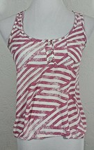 Hang Ten Womens Tank Top Small Geometric Striped Pocket Open Back High Low - $7.99