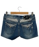 Miss Me Shorts Womens 28 Blue Denim Lace Rhinestone Embellished Medium W... - $728.75 MXN