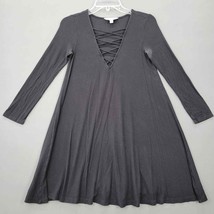 American Eagle Women Dress Midi Size S Black Soft Sexy A-Line 3/4 Sleeves V-Neck - £7.22 GBP
