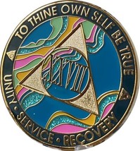 27 Year AA Medallion Elegant Marble Tahiti Teal Blue and Pink Gold Plate... - £13.44 GBP