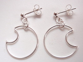 Crescent Moon Ball Stud Earrings 925 Sterling Silver Corona Sun Jewelry - $9.89